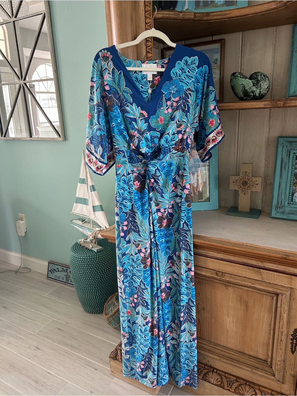 NWT Adalyn Maxi Dress Starlight Navy Best Fronds Forever print Size 4